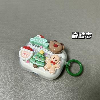 聖誕老人適用於弱水時砂琉璃ceramics透明軟殼無線耳機套琉璃X奶油膠diy可愛麋鹿萌系禮物藍芽充電倉保護套
