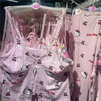 HelloKitty吊帶睡衣女春秋季新款純欲性感背心短褲家居服套裝