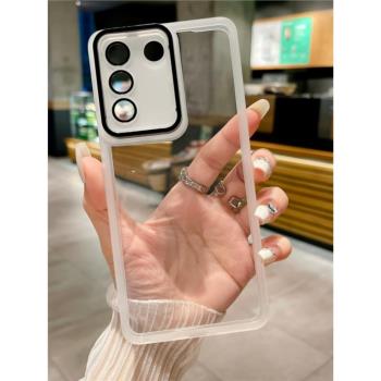 適用Vivo Y100 5G海外版手機殼防V2327國際版矽膠軟保護套透明簡約全包邊自帶鏡頭膜男女情侶新款