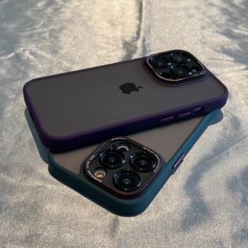16防指紋膚感磨砂矽膠適用15蘋果14手機殼15plus高階金屬iphone13promax防摔矽膠12pro高階感ins風女款硬殼