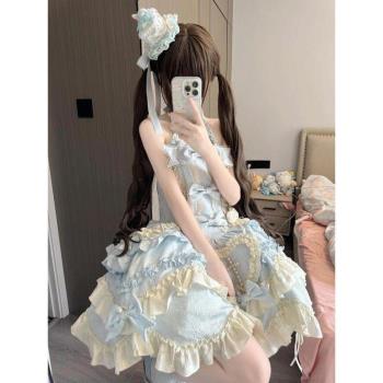 芙蝶之心 芙蝶結原創洋裝jsk日常輕lolita公主掛脖連衣裙
