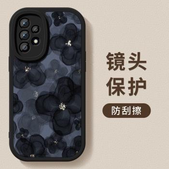 三星a55手機殼新款A54矽膠軟殼情侶a52小羊皮高階山茶花語galaxyA53外殼5G鏡頭全包超薄防摔保護套男女款適用