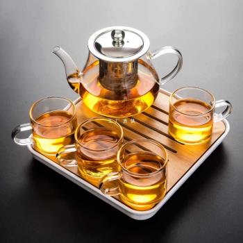 耐熱玻璃茶壺單壺家用功夫茶具套裝不銹鋼內膽過濾茶水分離泡茶器
