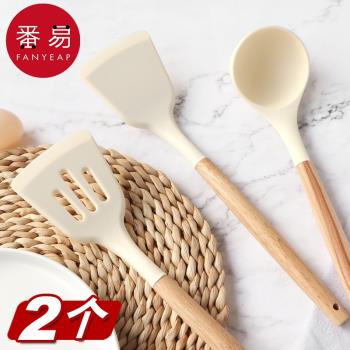 鍋鏟/矽膠A1V-不粘鍋炒菜鏟子廚具耐高溫湯勺木柄不傷鍋套裝漏