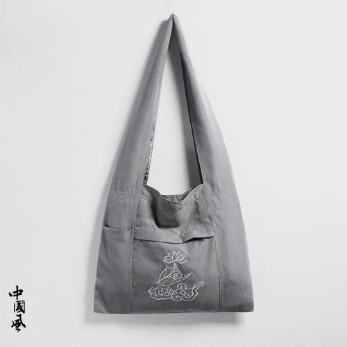 中國風斜挎背包兜男古風漢服單肩禪意僧佛居士道士帆布和尚小布袋