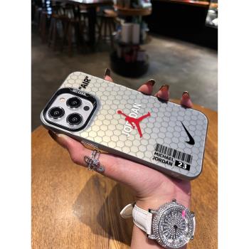 霆圳適用蘋果16手機殼歐美籃球飛人iphone14ProMax男女新款15plus網紅13保護套12鐳射XSMAX高階X/XR軟8plus防
