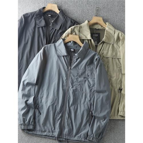 透氣梭織面料！外貿男裝秋季純色防風防水寬松休閑翻領夾克外套