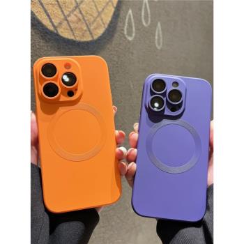 液態矽膠磁吸帶鏡頭膜適用蘋果14proMax手機殼iPhone13全包防摔12pro新款高階感max軟12磨砂11pm全包矽膠軟殼