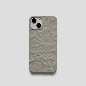 15淺灰色博主風14褶皺立體16肌理13mini適用12磨砂親膚手感iphone11蘋果xr手機殼軟殼保護套