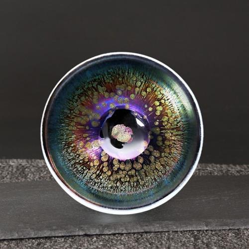 建陽建盞茶杯七彩曜變天目盞個人專用主人杯個性喝茶碗窯變油滴盞