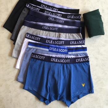 出口外貿原單純棉男士平角褲加肥加大碼四角褲LYLE&SCOTT純色內褲