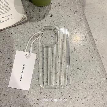 原創ins不撞殼條紋軟矽膠蘋果