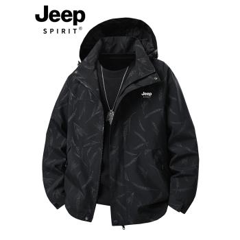 JEEP SPIRIT沖鋒衣男2025新款春秋戶外登山徒步防水防風夾克外套