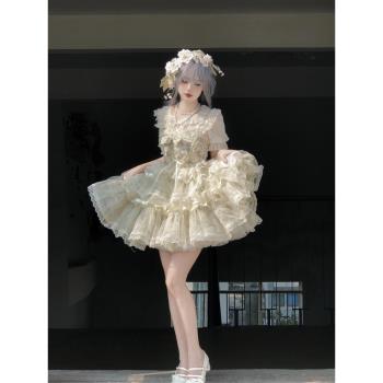 甜美綠色Lolita連衣裙洛麗塔仙女重工洋裝吊帶蓬蓬裙公主裙