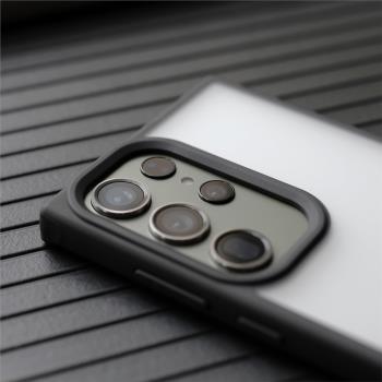 護甲防摔適用S22ultra三星S23ultra手機殼S22+磨砂S21fe半透明note20ultra加厚s24撞色+膚感防指紋高檔男全包