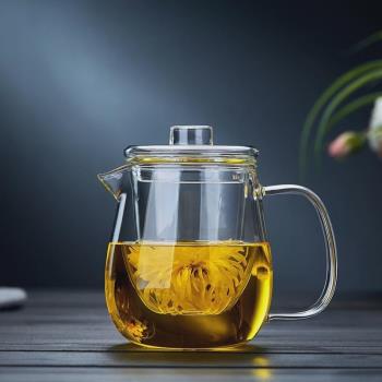 玻璃茶壺單壺耐高溫加厚茶水分離茶具家用小花茶煮茶器泡茶壺套裝