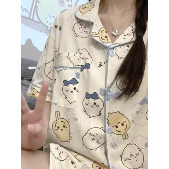 吉伊卡哇烏薩奇睡衣女春夏季純棉短袖學生寬松大碼夏天小八家居服