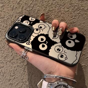 ins風可愛16趣味煤球寶寶手機殼15適用iPhone11/12/13/14Promax蘋果7磨砂8p保護套個性男女x潮情侶xr高階感xs