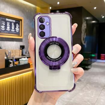 三星A55手機殼氣囊防摔軟殼時尚適用GalaxyA55高階創意磁吸支架新款5G超薄透明簡約SamsungA55矽膠全包保護套