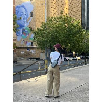 硬殼豎款胸包男斜挎包簡約迷你行李箱揹包旅行時尚單肩挎包防水