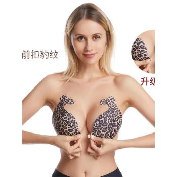 海豚前扣聚攏提拉新款歐美豹紋透氣隱形矽膠防下垂文胸胸貼