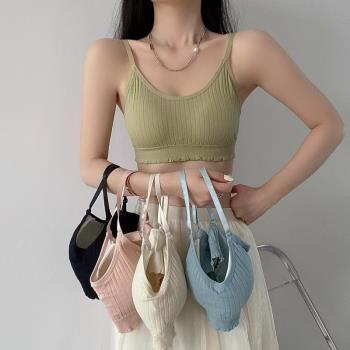 內衣少女學生固定一體式乳膠胸墊裹胸美背無鋼圈運動睡眠吊帶抹胸