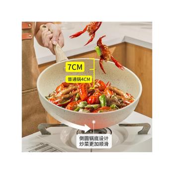 麥飯石不粘鍋炒鍋家用炒菜鍋不沾鍋鋁鍋電磁爐煎鍋平底鍋專用西式