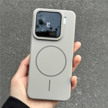 Beats同款鈦灰色Magsafe強磁吸無線充電適用小米15手機殼15pro磨砂高階水泥灰14/13商務奢華超薄亞克力硬外套