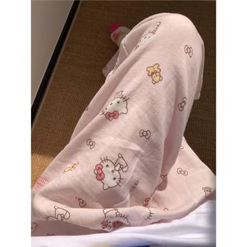100%純棉紗睡衣女長袖2025春夏新品睡褲遛彎褲薄碎花可愛ins寬松