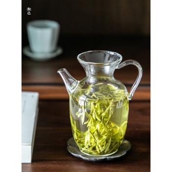 日式耐熱玻璃茶壺小號綠茶小棗執壺帶濾網可加熱公道杯家用泡茶壺