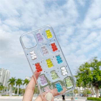 適用於三星s21+手機殼透明軟殼A51/A71彩色小熊Note20滴膠S10+/S8