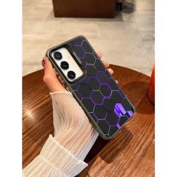 適用三星S25手機殼彩銀蜂巢Galaxy新款高階S24ULTRA潮牌S23+保護套S22創意S21FE個性簡約PLUS軟矽膠鏡頭全包