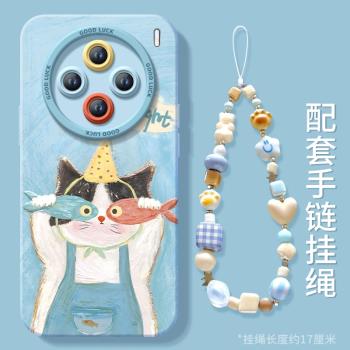 油畫小貓適用vivoX200手機殼新款X100pro高階vivo x100s套x70保護x60加ultra全包X90矽膠mini鏡頭promini