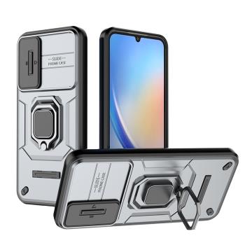 適用三星A55手機殼鏡頭蓋推窗Galaxy a35保護套galaxya全包氣囊防摔SM-A5560外殼556B男女款case指環支架356E