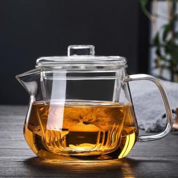 耐熱高溫玻璃茶壺過濾加厚透明單壺小號花茶壺家用茶水分離泡茶e