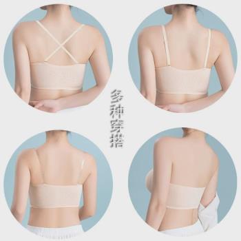 夏季簡約抹胸美背無肩帶防滑前扣少女聚攏內衣小胸薄款無鋼圈文胸