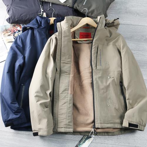 科技三防！可脫帽戶外防風防水工裝加絨加厚連帽沖鋒衣夾克外套男