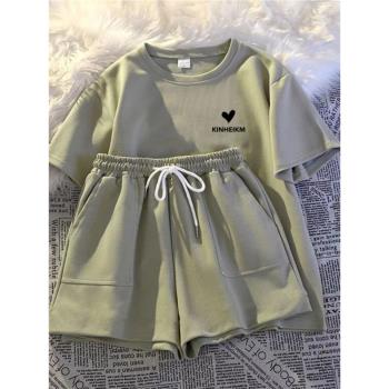 睡衣女夏季純棉短袖夏天薄款簡約可外穿學生家居服休閑運動套裝潮