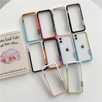 適用蘋果13手機殼iphone11透明矽膠12pro全包XR防摔12藍色邊框X軟