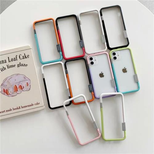 適用蘋果13手機殼iphone11透明硅膠12pro全包XR防摔12藍色邊框X軟