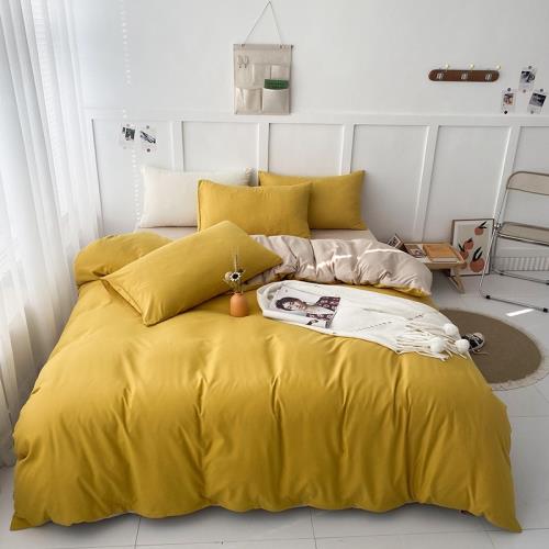 柔軟親膚棉素色臺灣床包4套件純色日式床笠床單三四件套