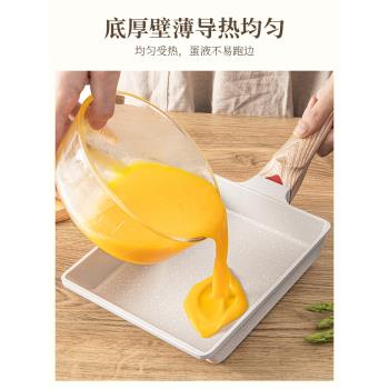 玉子燒家用平底鍋不粘鍋早餐鍋煎蛋神器厚蛋燒方形麥飯石煎鍋雞蛋