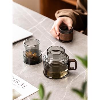 玻璃茶壺家用小暖壺加厚耐熱茶水分離壺大容量水果花茶壺冷泡水壺