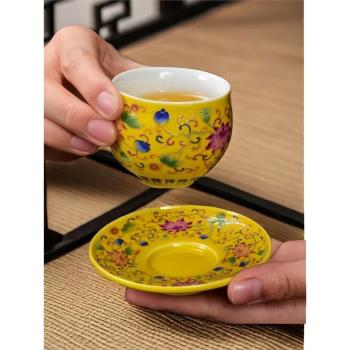 景德鎮復古琺瑯彩茶杯宮廷風陶瓷功夫單杯主人杯茶具茶碗品茗杯