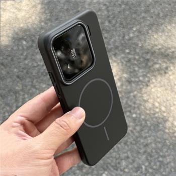 新款強磁吸細圈Magsafe無線充電純黑色適用小米15/14手機殼Note14紅米k80磨砂15pro超薄15ultra高階散熱硬殼