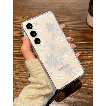 適用三星s24手機殼GalaxyS25透明24Ultra秋冬雪花聖誕節創意s23+軟殼s22女新款s21FE超火Note20好看samsung套