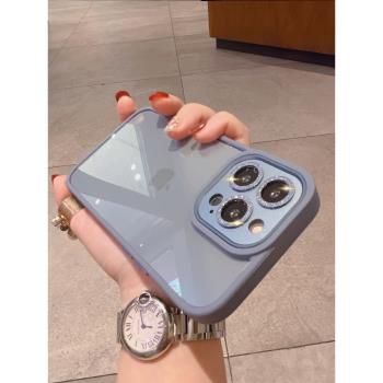 閃粉鏡頭圈蘋果13手機殼新款13pro遠峰藍iPhone11全包防摔透明矽膠13promax高階感iPhone12網紅女款閃鉆