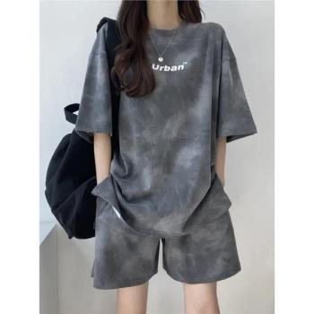 女運動兩件套胖mm夏天家居服睡衣