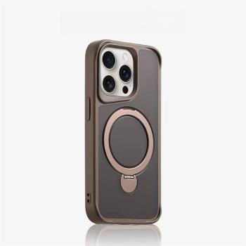 【金屬支架，強力支撐】適用蘋果16Promax手機殼新款磨砂膚感iPhone15Pro磁吸無線充電14p帶360旋轉支架13/12