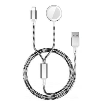 一拖二lightning+磁吸手錶無線充電器二合一數據線適用蘋果iPhone14手機iwatch1/2/3/4/5/6/7/8/9手錶充電線